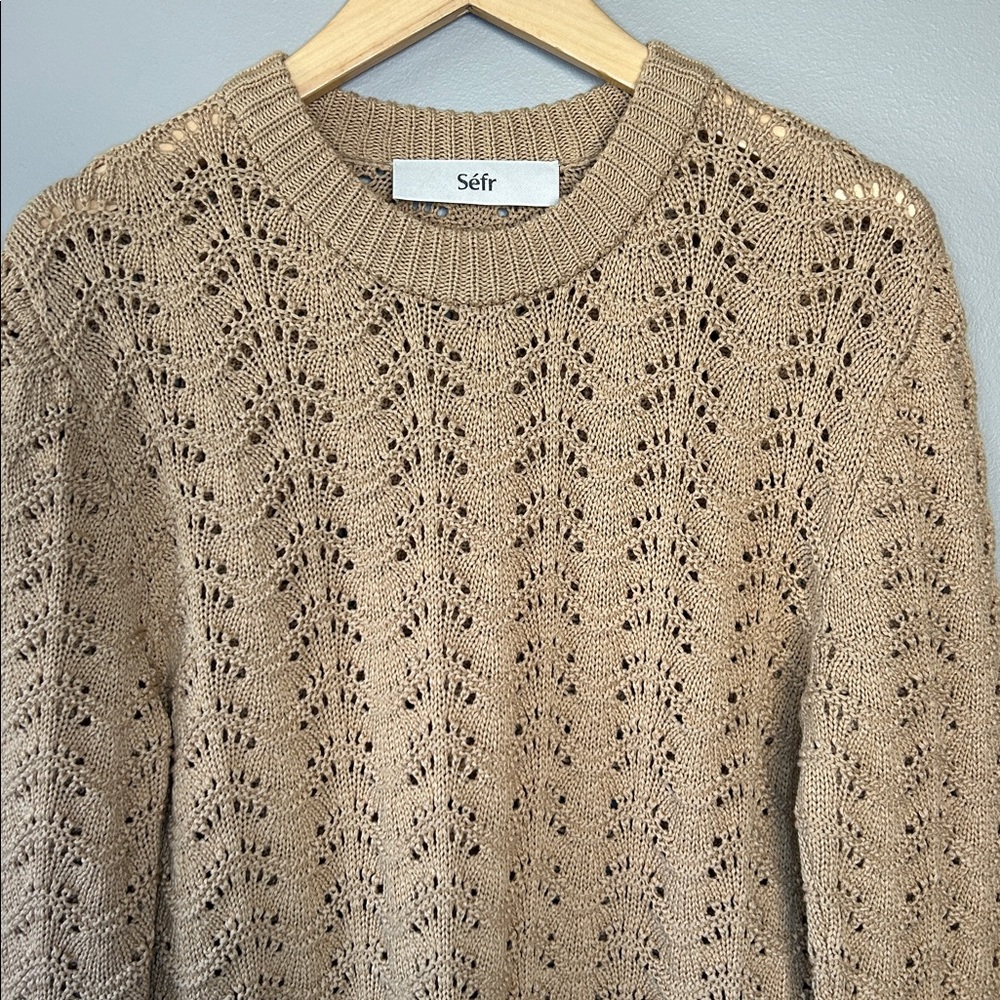 Sefr Leth Waffle Knit Sweater Caramel‎ Tan Size XS Oversized - Picture 3 of 7